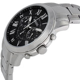 Fossil Grant Chronograph Black Dial Silver Steel Strap Watch for Men - FS4736