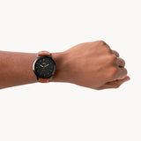 Fossil The Minimalist Black Dial Brown Leather Strap Watch for Men - FS5305
