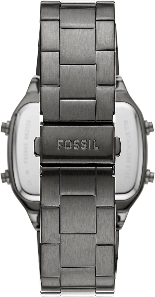 Fossil Retro Digital Black Dial Black Steel Strap Watch for Men - FS5846