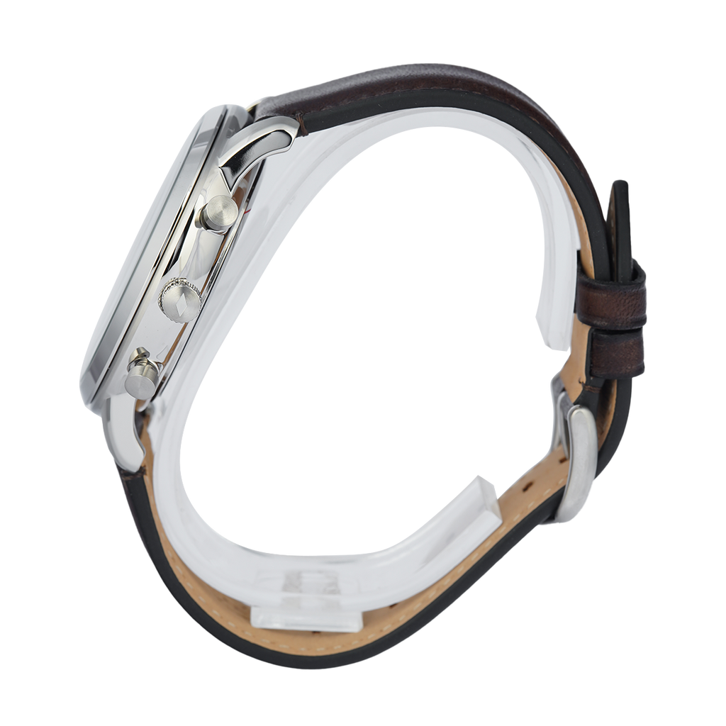 Fossil Neutra Chronograph Black Dial Brown Leather Strap Watch for Men - FS6024