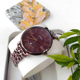Fossil Jacqueline Brown Dial Brown Steel Strap Watch for Women - ES4100