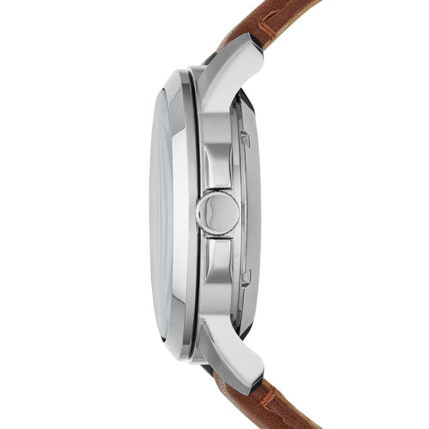 Fossil Grant Twist Multi-Function White Dial Brown Leather Strap Watch for Men - ME1144