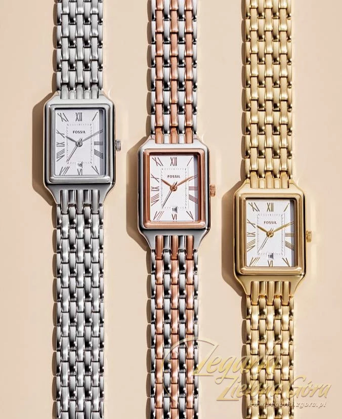 Fossil Raquel Three Hand Date White Dial Gold Steel Strap Watch For Women - ES5220