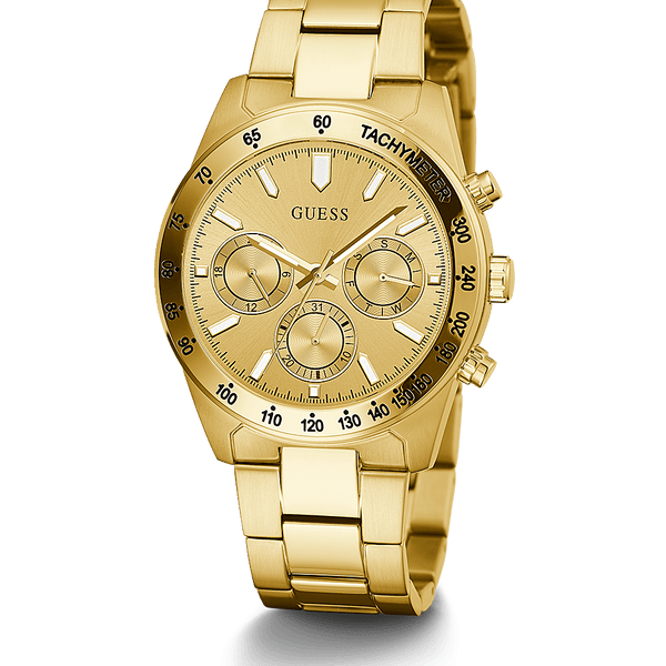 Guess Analog Chronograph Gold Dial Gold Steel Strap Watch for Men - GW0329G3
