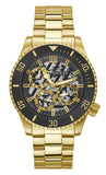 Guess Axle Multifunction Black Dial Gold Steel Strap Watch For Men - GW0488G2