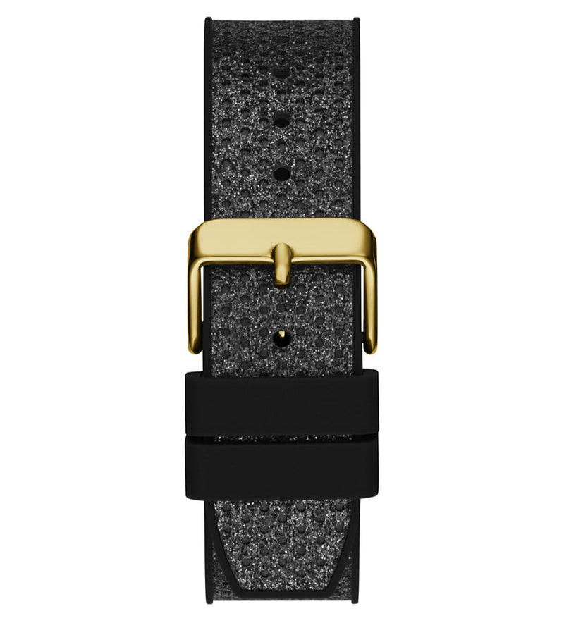 Guess Asteria Multifunction Gold Dial Black Rubber Strap Watch For Women - GW0620L2