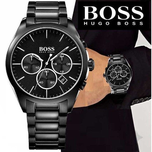 Hugo Boss Onyx Black Dial Black Steel Strap Watch for Men - 1513365