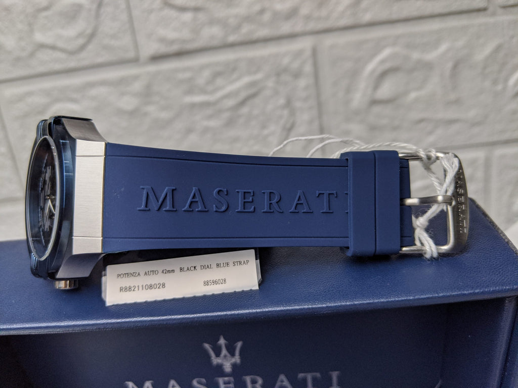 Maserati Potenza 42mm Blue Dial Automatic Silicone Strap Watch For Men - R8821108028