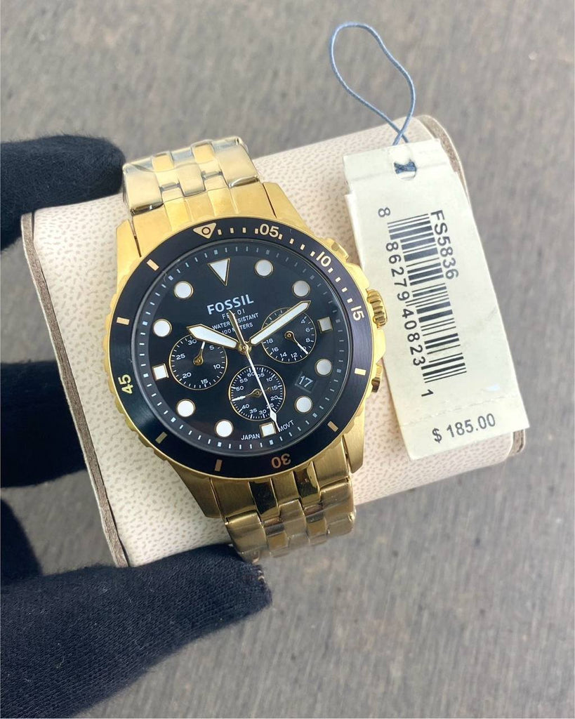 Fossil FS5836 gold watch on display, August 10, 2024.