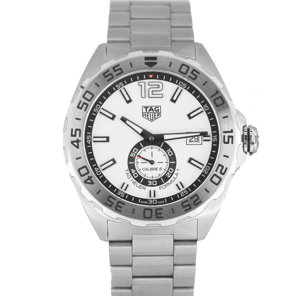Tag Heuer Formula 1 Calibre 6 Automatic White Dial Silver Steel Strap Watch for Men - WAZ2013.BA0842