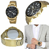 Fossil Inscription Automatic Black Dial Gold Steel Strap Watch for Men - FS5267