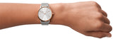 KHO11940-02 Watch on wrist with silver band and rose gold accents