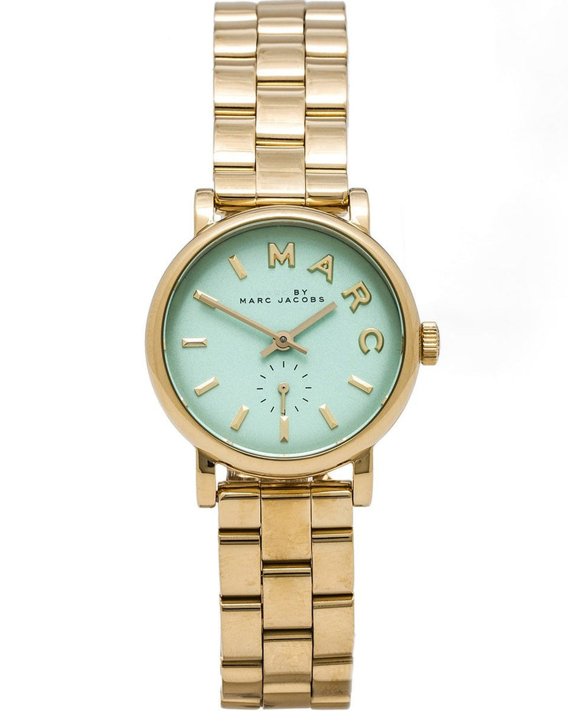 Marc Jacobs Baker Mint Green Dial Gold Steel Strap Watch for Women - MBM3284