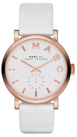 Marc Jacobs Baker White Dial White Leather Strap Watch for Women - MBM1283