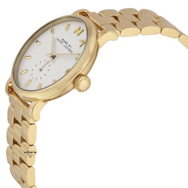 Marc Jacobs Baker White Dial Gold Steel Strap Watch for Women - MBM3243