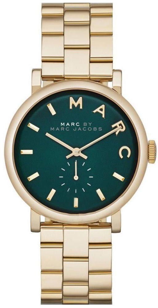 Marc Jacobs Baker Green Dial Gold Steel Strap Watch for Women - MBM3245