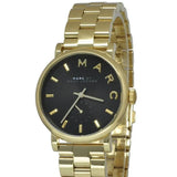 Marc Jacobs Baker Black Dial Gold Steel Strap Watch for Women - MBM3355