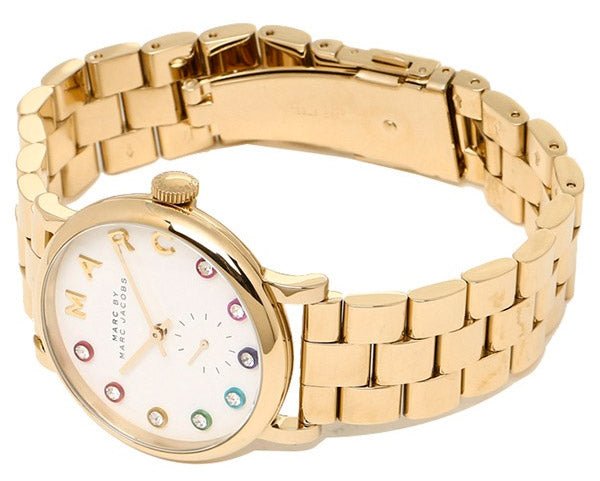 Marc Jacobs Baker White Dial Gold Steel Strap Watch for Women - MBM3440