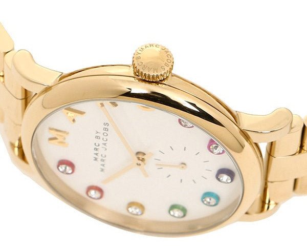 Marc Jacobs Baker White Dial Gold Steel Strap Watch for Women - MBM3440
