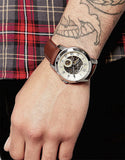 Fossil Grant Automatic White Dial Brown Leather Strap Watch for Men - ME3052