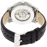 Fossil Grant Skeleton White Dial Black Leather Strap Watch for Men -  ME3053