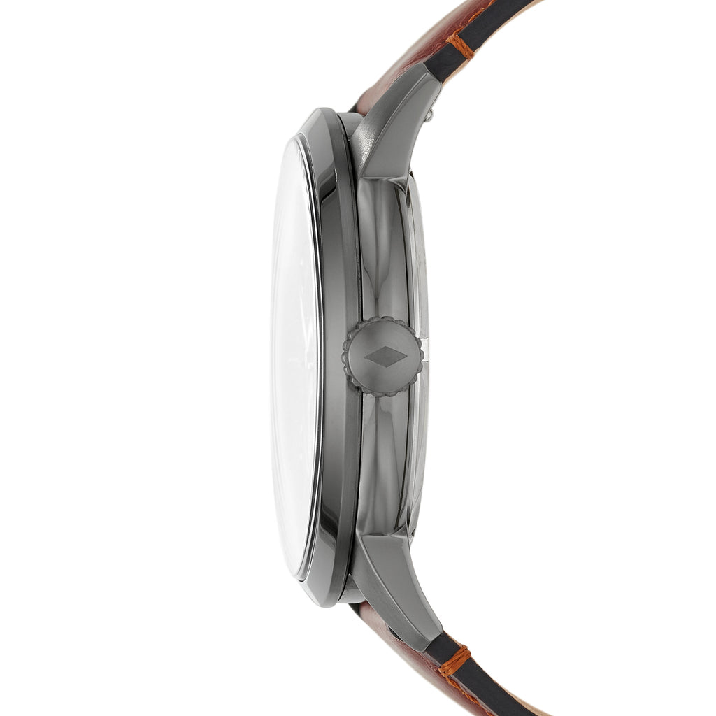 Fossil The Minimalist 3H Grey Dial Brown Leather Strap Watch for Men - FS5479