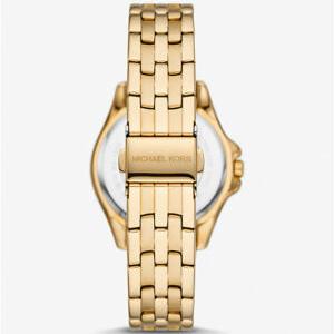Michael Kors Mini Pilot Quartz Gold Dial Gold Steel Strap Watch For Women - MK7366