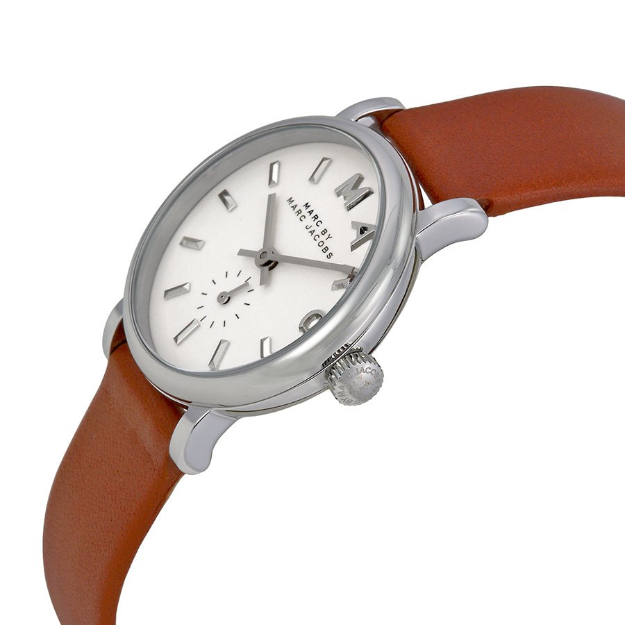Marc Jacobs Baker White Dial Brown Leather Strap Watch for Women - MBM1270