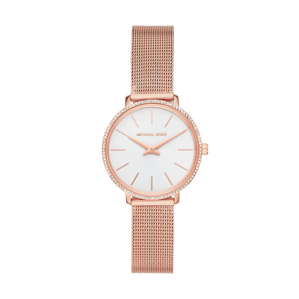 Michael Kors Pyper Quartz Mother of Pearl White Dial Rose Gold Mesh Strap Watch For Women - MK4588