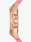 Michael Kors Mini Pilot Quartz Rose Gold Dial Pink Silicone Strap Watch For Women - MK7375