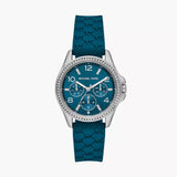 Michael Kors Mini Pilot Pave Blue Dial Blue Silicone Strap Watch for Women - MKO1004