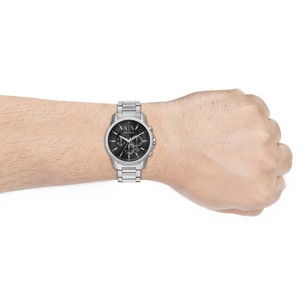 Silver watch on wrist