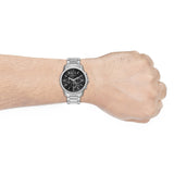 Silver watch on wrist