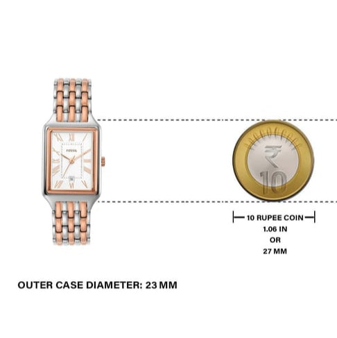 Fossil Raquel Three Hand White Dial Two Tone Steel Strap Watch For Women - ES5222