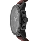 Armani Exchange Outerbanks Chronograph Black Dial Brown Leather Strap Watch For Men - AX1732