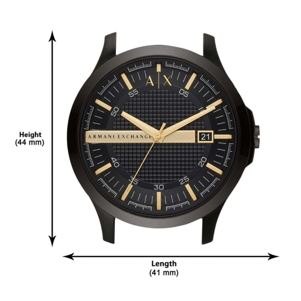 Armani Exchange Hampton Chronograph Black Dial Black Steel Strap Watch For Men - AX2413