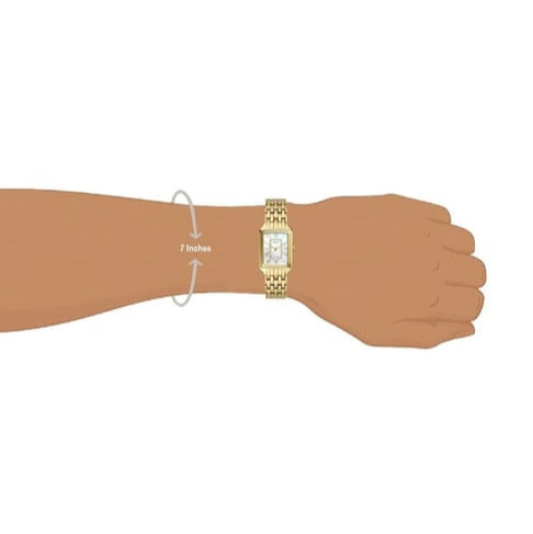Gold rectangular watch on wrist, MP000000018779469