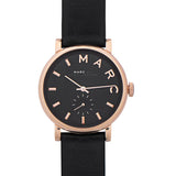 Marc Jacobs Baker Black Dial Black Leather Strap Watch for Women - MBM8633