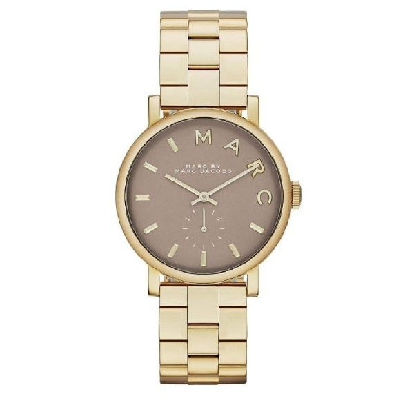 Marc Jacobs Baker Grey Dial Gold Steel Strap Watch for Women - MBM3281