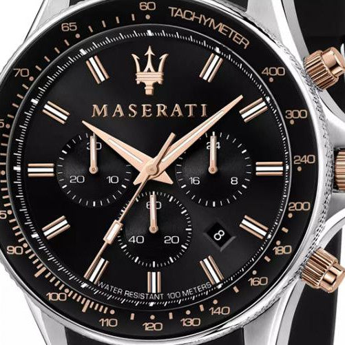 Maserati SFIDA 44mm Black Silicon Chronograph Watch For Men - R8871640002