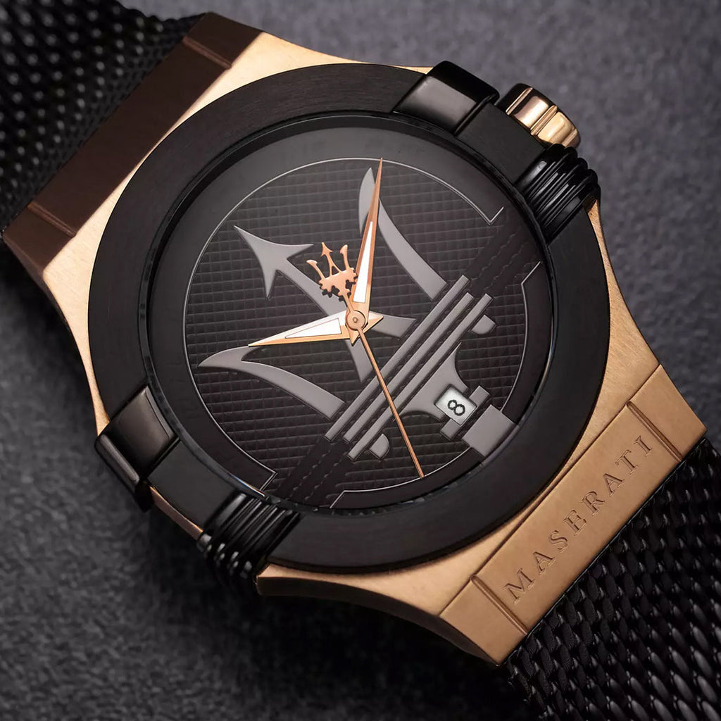 Maserati Potenza Black Mesh Bracelet Black Dial Watch For Men - R8853108010
