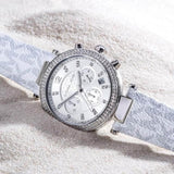 Michael Kors Parker Chronograph White Dial White Leather Strap Watch For Women - MK7226