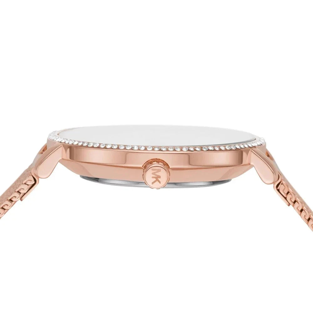 Michael Kors Pyper Quartz Mother of Pearl White Dial Rose Gold Mesh Strap Watch For Women - MK4588