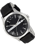 Armani Exchange Hampton Chronograph Black Dial Black Leather Strap Watch For Men - AX2101