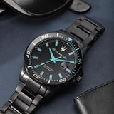 Maserati SFIDA Aqua Edition Analog Black Dial Black Steel Strap Watch For Men - R8853144001