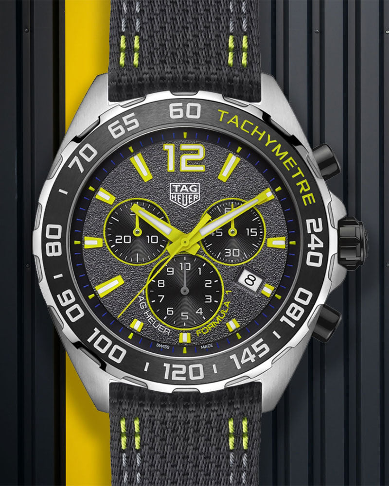 Tag Heuer Formula 1 Chronograph Grey Dial Black Nylon Strap Watch for Men - CAZ101AG.FC8304