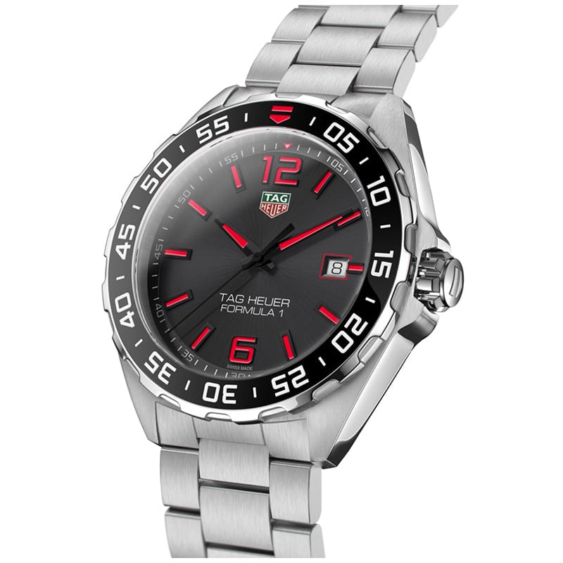 Tag Heuer Formula 1 Quartz Anthracite Dial Silver Steel Strap Watch for Men - WAZ1018.BA0842