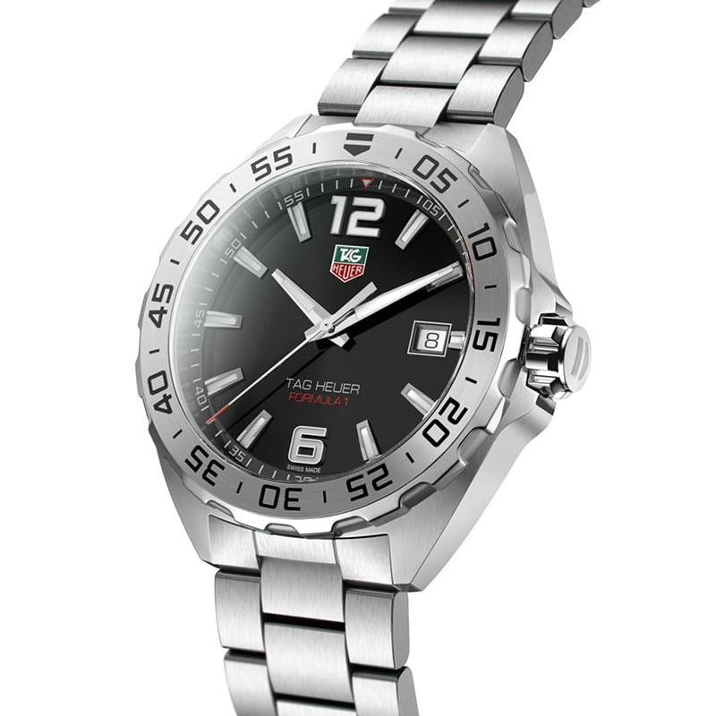 Tag Heuer Formula 1 Stainless Steel 41mm Black Dial Silver Steel Strap Watch for Men - WAZ1112.BA0875