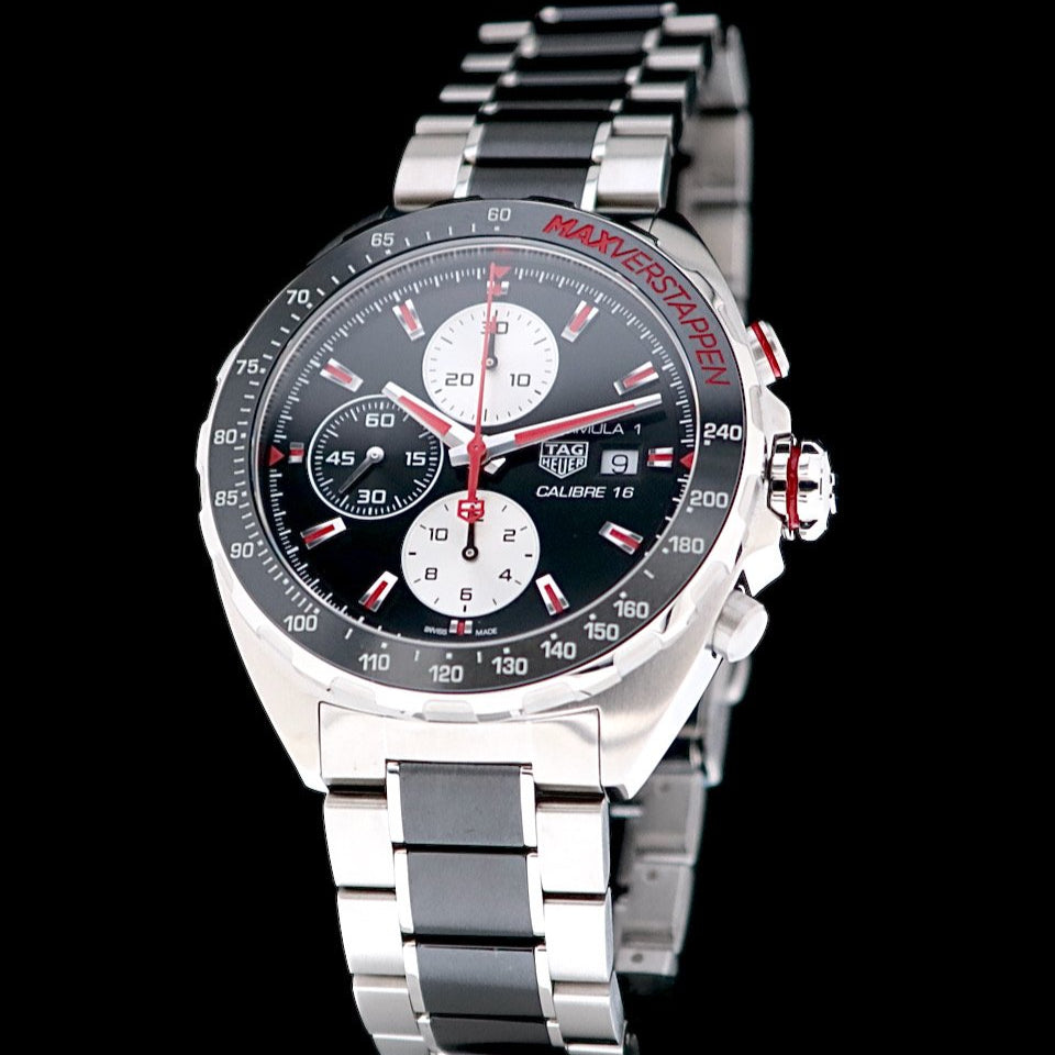 Tag Heuer Formula 1 Calibre 16 Max Verstappen Limited Edition Black Dial Two Tone Steel Strap Watch for Men - CAZ2018.BA0970