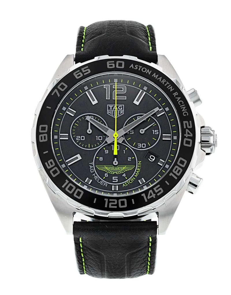 Tag Heuer Formula 1 Aston Martin Black Dial Black Leather Strap Watch for Men - CAZ101P.FC8245